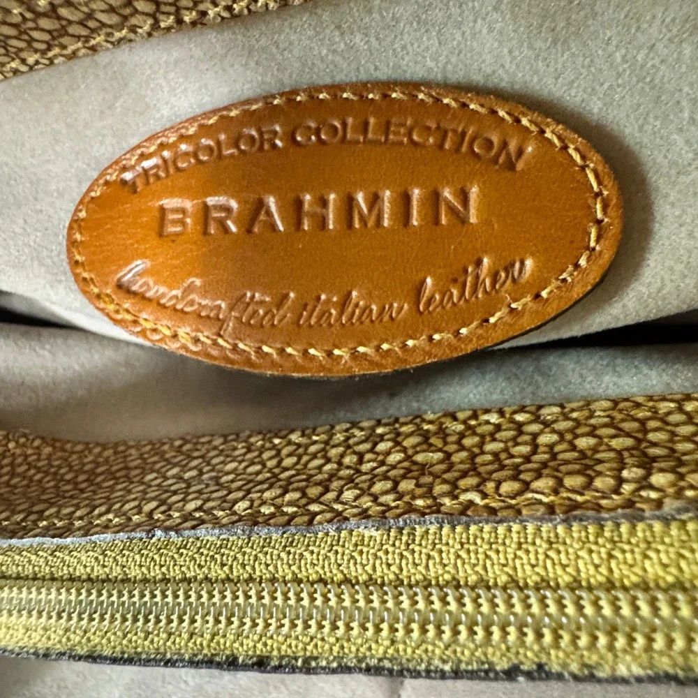 Brahmin Croc Embossed Leather Shoulder Bag Designer Purse Handbag - Picture 10 of 14